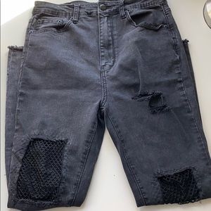 Black Mesh Skinny Jeans